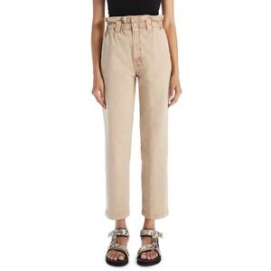 MOTHER The Yoyo Ruffle Greaser Ankle Jeans Size 25 Beige Paperbag High Rise